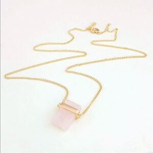 The Rose Quartz Gold Plated Long Chain With Rose Quartz pendant